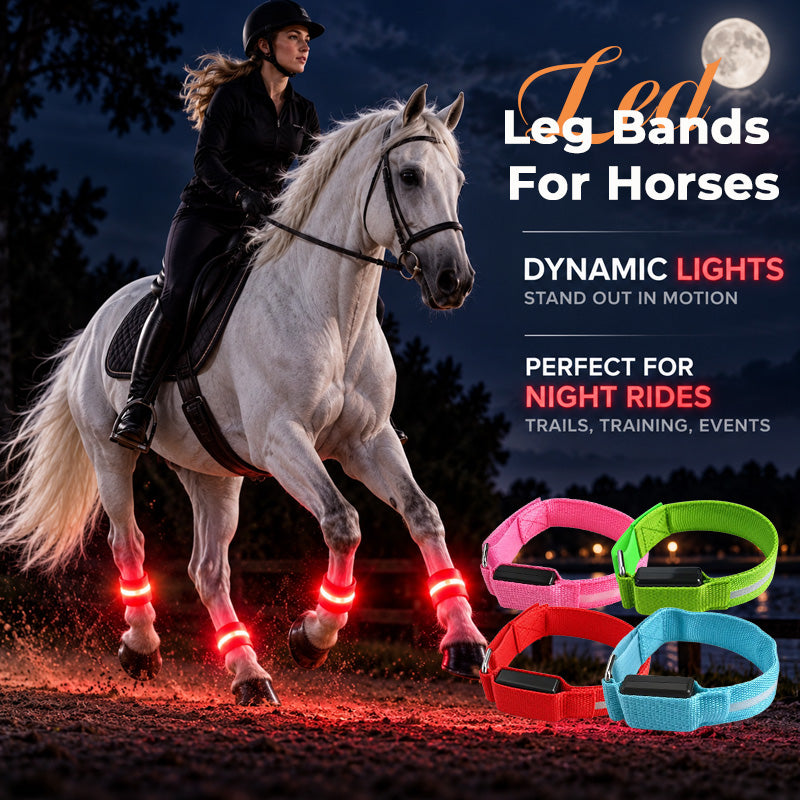 LED-beenbanden voor paarden | Goed zichtbare lichtgevende banden voor paardrijden in het donker