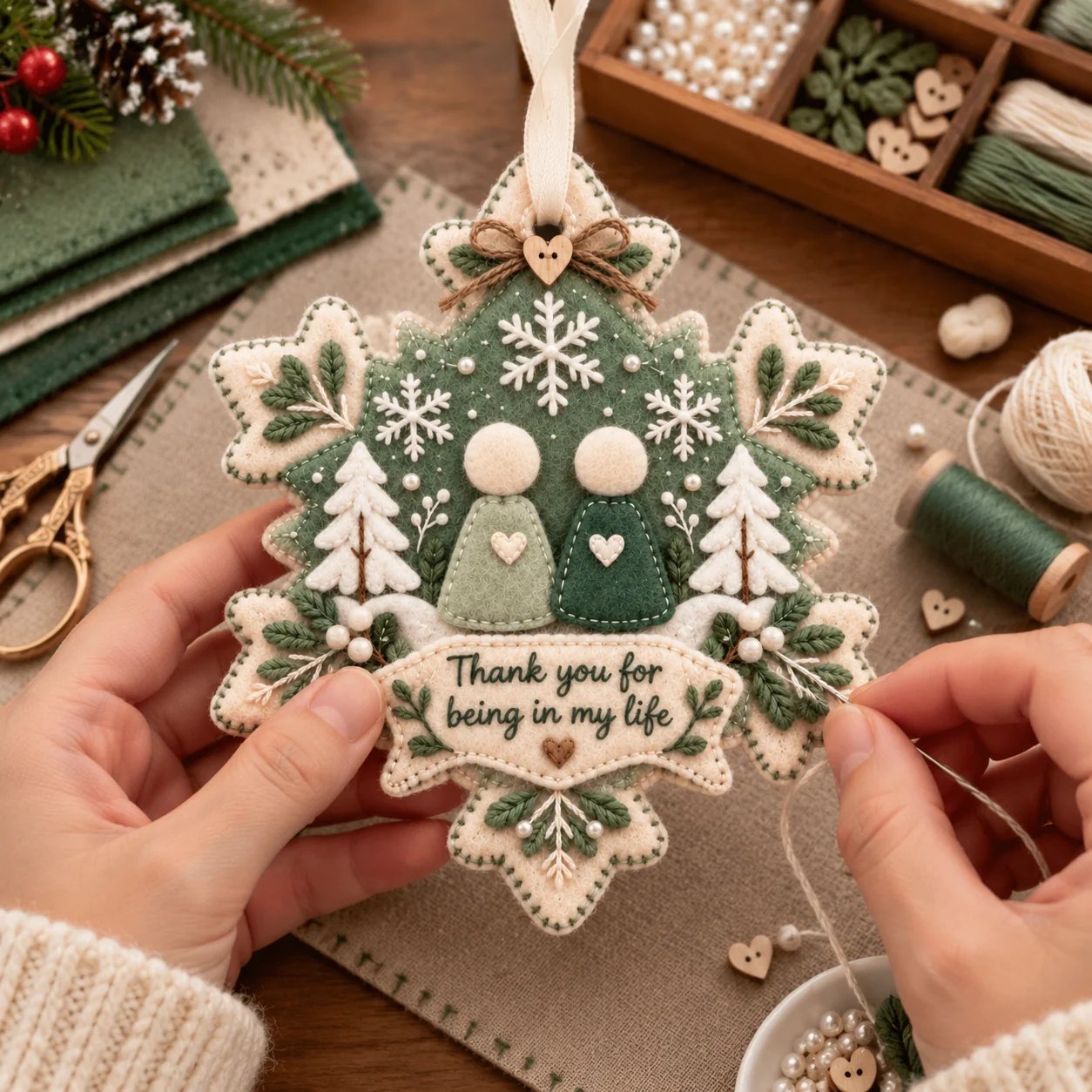 🎄 Handgemaakt kerstornament van vilt | Een betekenisvol cadeau voor een speciaal iemand