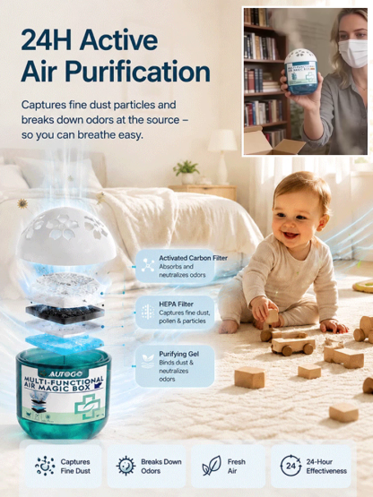 🛡️ 【Baby & Mom Safe】Whole-House Smart Air Cube 🫧: 360° Dust & Pet Hair Purifier 