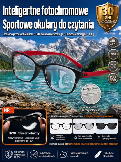 Wygodne Okulary Progresywne dla Seniora - Lekka Oprawka, Filtr Ekranowy (Płatność Przy Odbiorze)