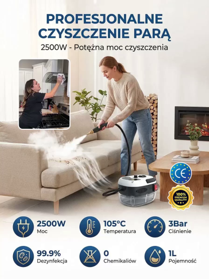 Wielofunkcyjna Myjka Parowa + Zestaw Szczotek | Usuwa Tłuszcz bez Chemii | -50% TANIEJ & Za Pobraniem
