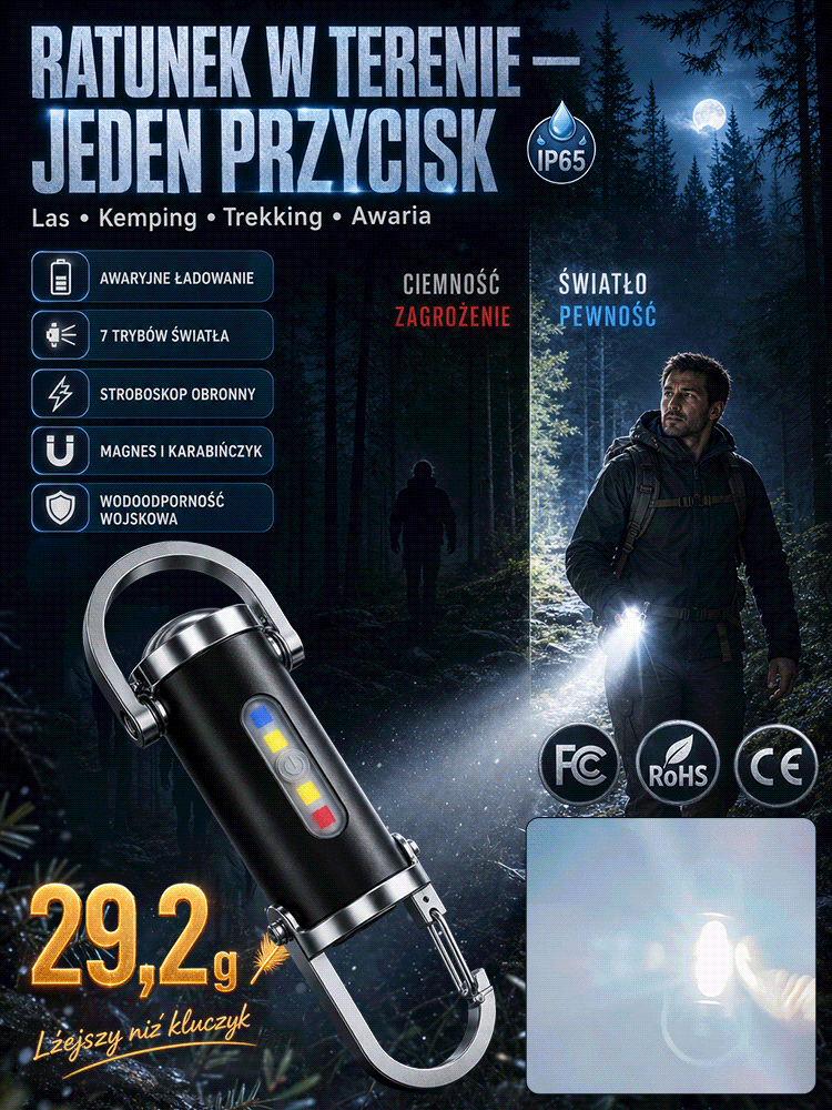 Mocna Latarka Awaryjna SOS 3w1 do Auta i na Kemping | -50% Wyprzedaż + Za Pobraniem + 14 Dni na Próbę