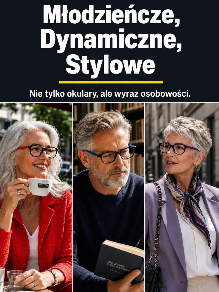Wygodne Okulary Progresywne dla Seniora - Lekka Oprawka, Filtr Ekranowy (Płatność Przy Odbiorze)