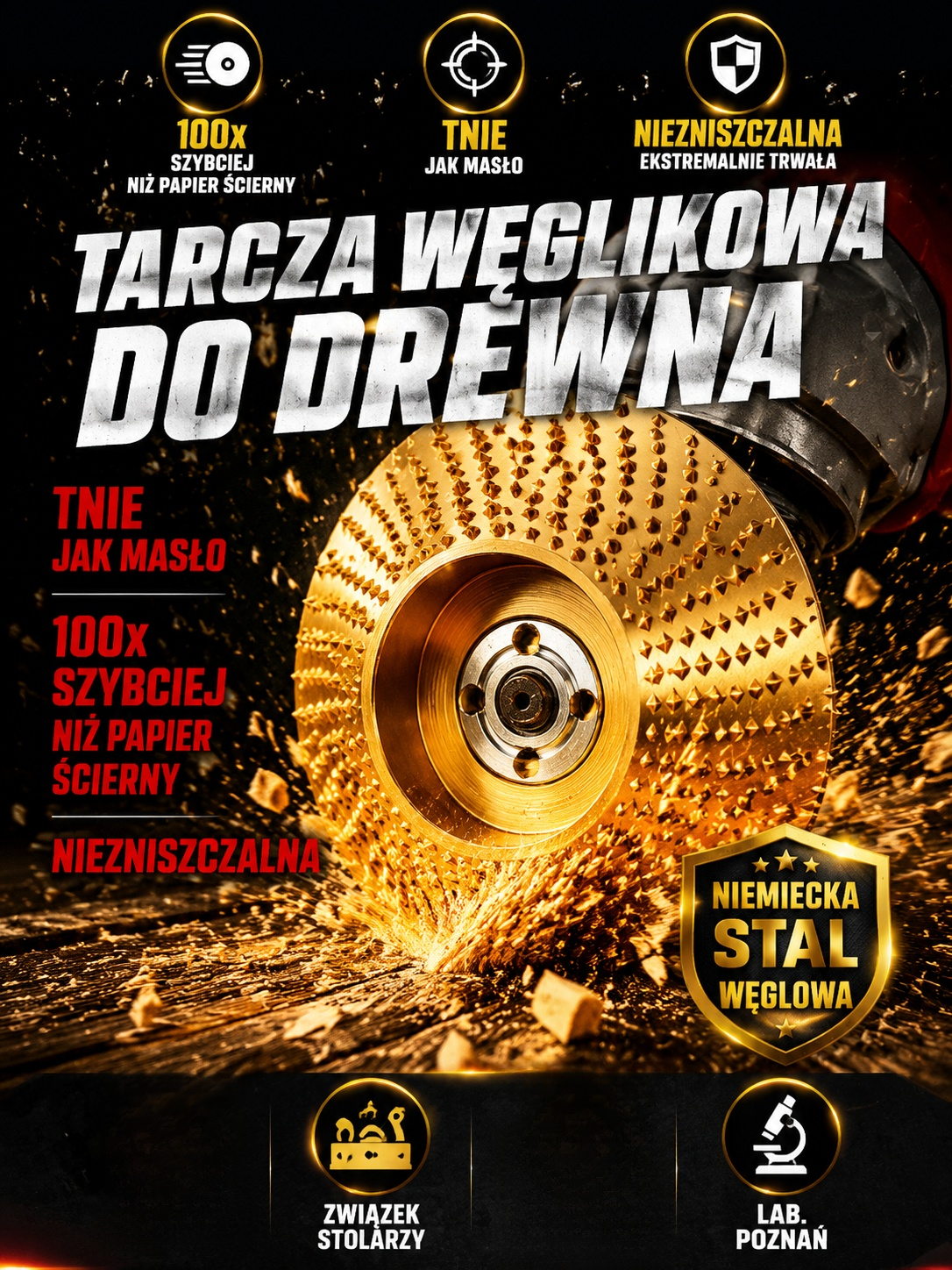 Niemiecka Jakość，Tarcza Szlifierska do Drewna z Węglika Wolframu | Płatność przy Odbiorze -50%