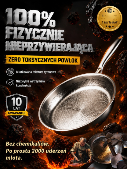 🍳Ręcznie Młotkowana Patelnia Bez Powłoki Za Pobraniem10 Lat Gwarancji