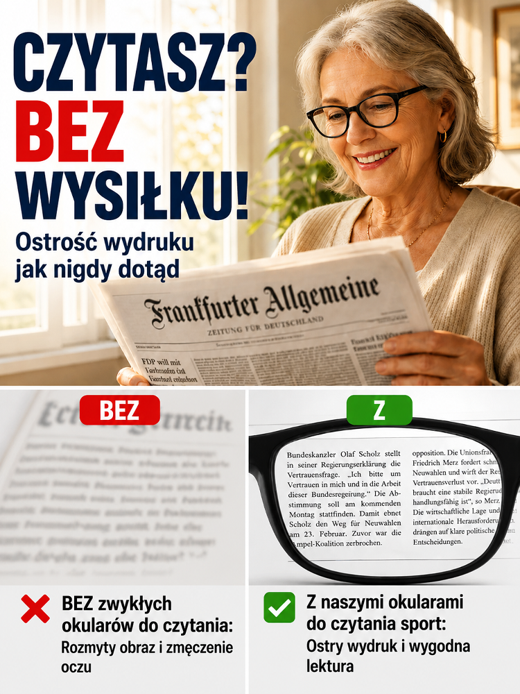 Wygodne Okulary Progresywne dla Seniora - Lekka Oprawka, Filtr Ekranowy (Płatność Przy Odbiorze)