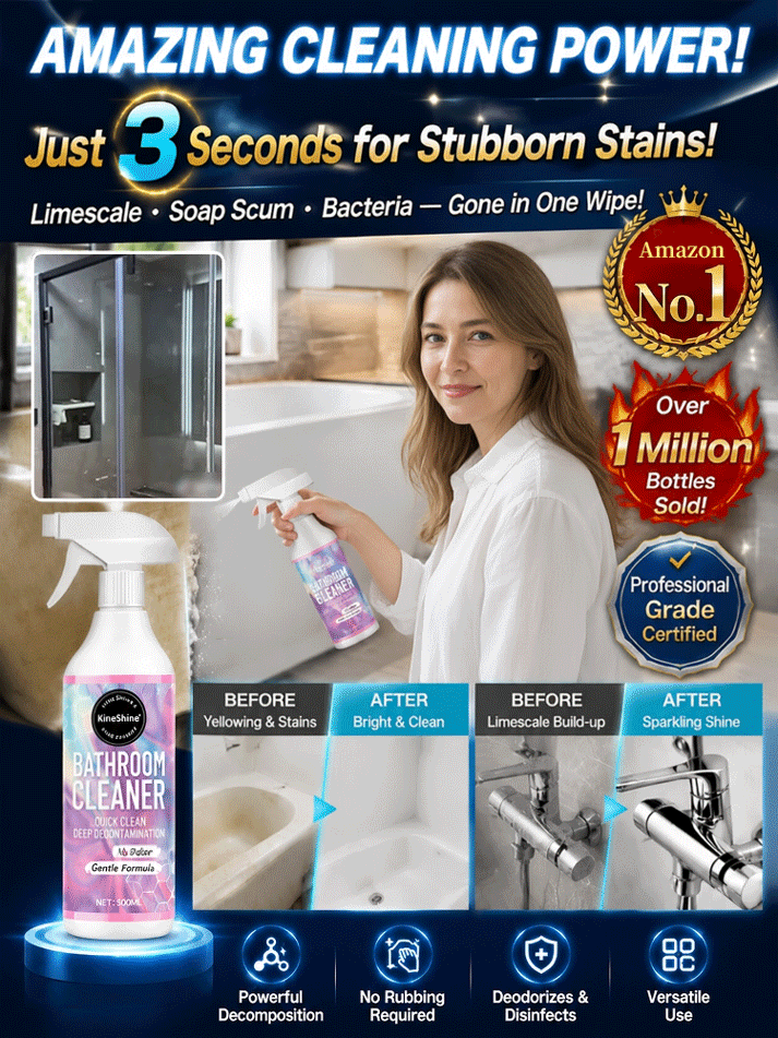 [Ultra-Powerful Stain Removal in 3 Seconds] No-Scrub Multifunctional Bathroom Cleaning Spray