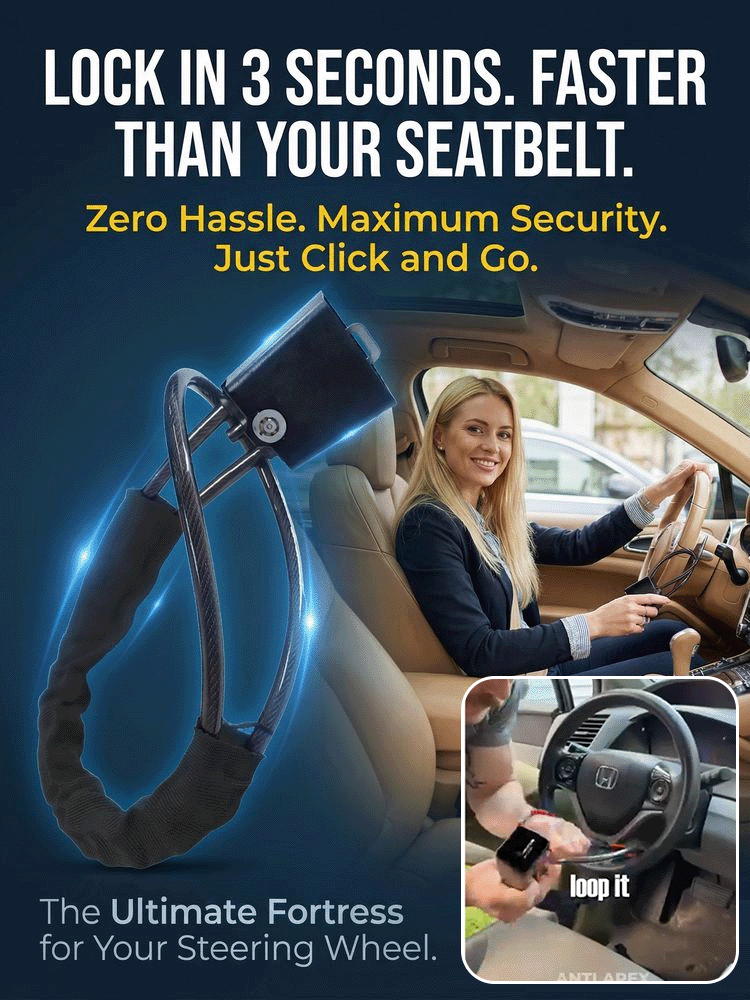 Stop High‑Tech Car Thieves — Military‑Grade Steering Wheel Lock That Has Never Been Defeated