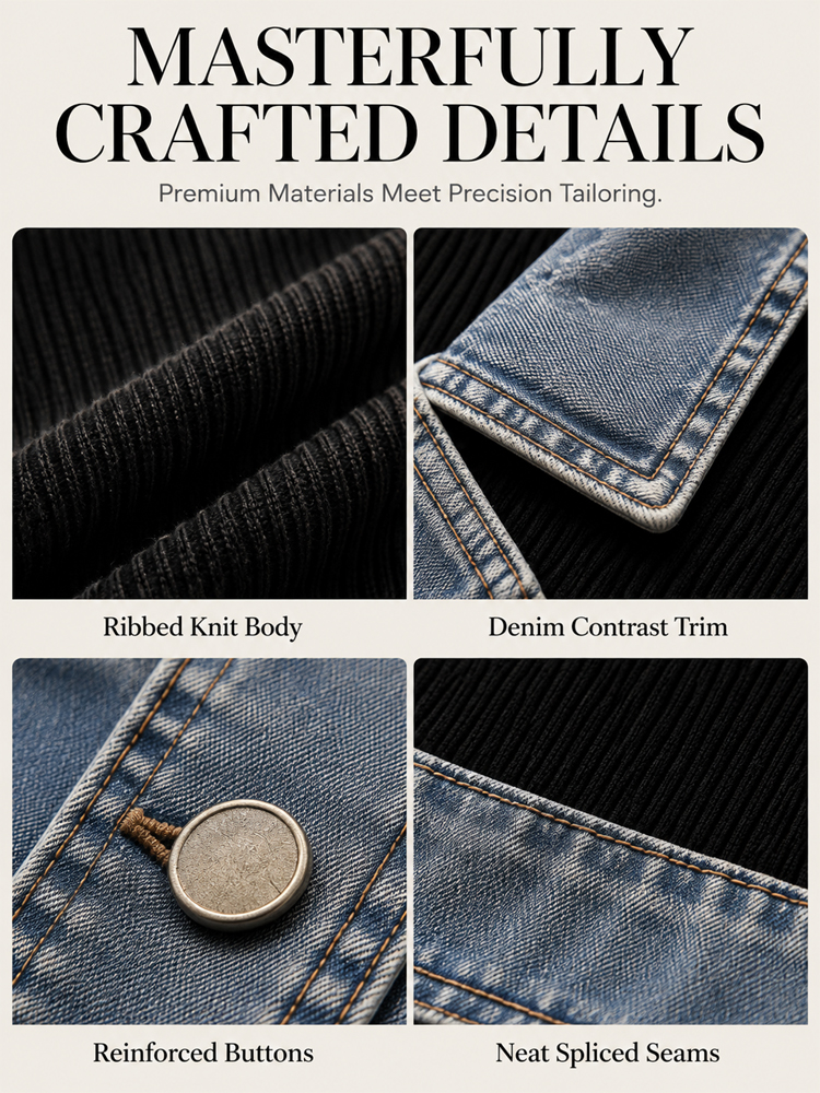 Jeans-Splice cardigan in a faux-two-piece look | Cotton cardigan for women