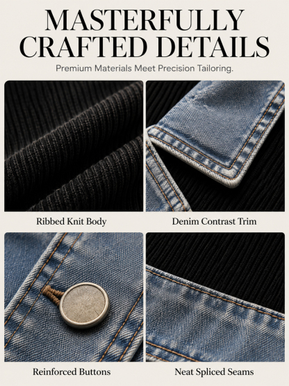 Jeans-Splice cardigan in a faux-two-piece look | Cotton cardigan for women