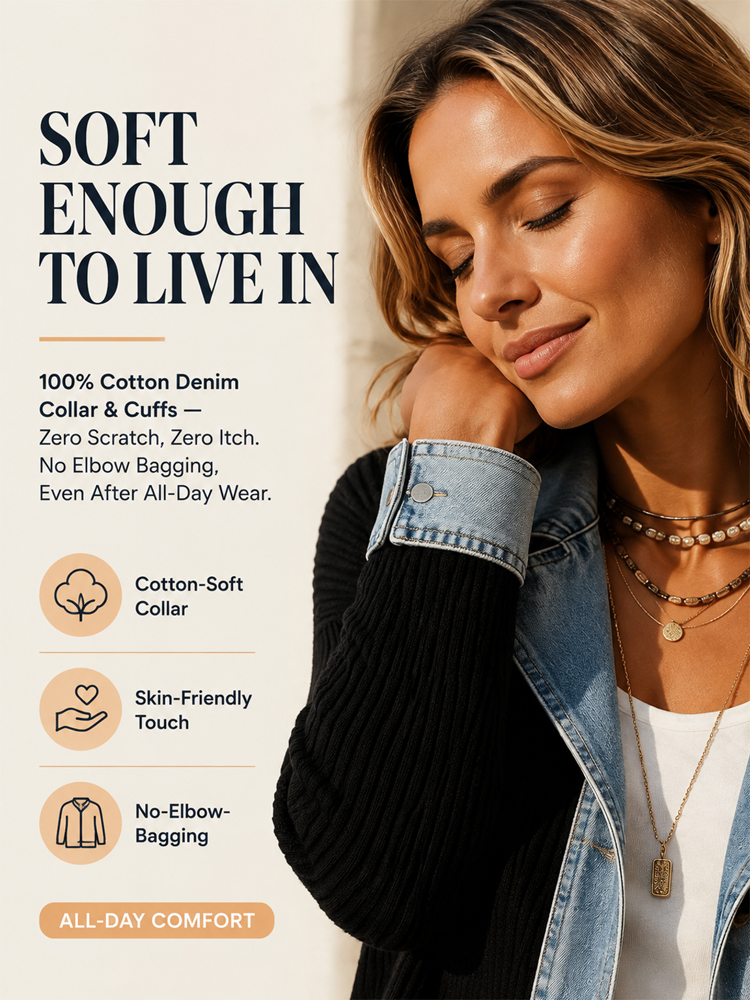 Jeans-Splice cardigan in a faux-two-piece look | Cotton cardigan for women