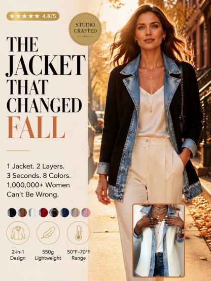Jeans-Splice cardigan in a faux-two-piece look | Cotton cardigan for women