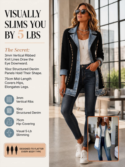 Jeans-Splice cardigan in a faux-two-piece look | Cotton cardigan for women