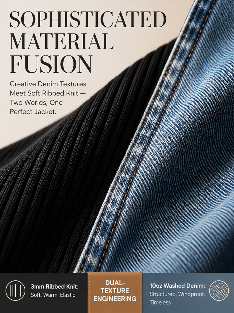 Jeans-Splice cardigan in a faux-two-piece look | Cotton cardigan for women