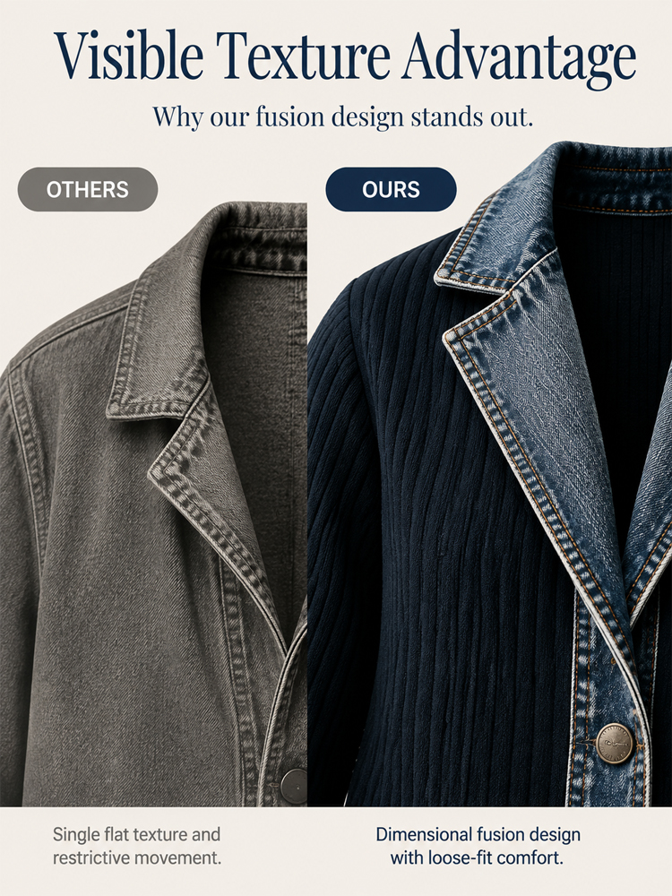 Jeans-Splice cardigan in a faux-two-piece look | Cotton cardigan for women