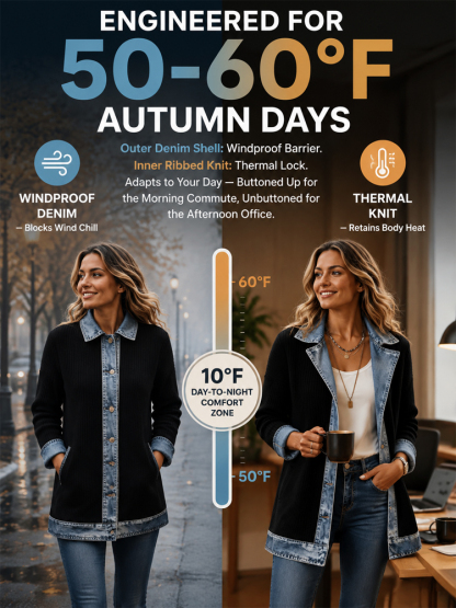 Jeans-Splice cardigan in a faux-two-piece look | Cotton cardigan for women