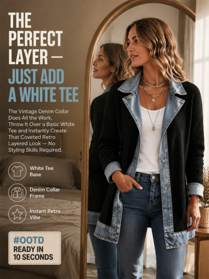 Jeans-Splice cardigan in a faux-two-piece look | Cotton cardigan for women