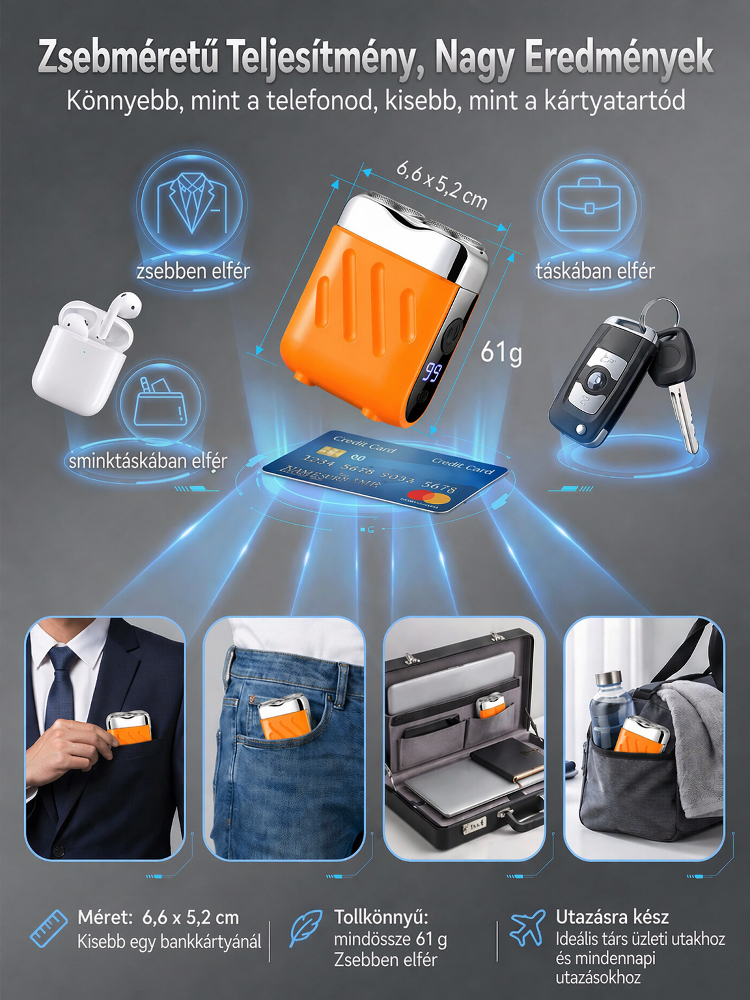 Zsebméretű Mini Elektromos Borotva | Vízálló & Fájdalommentes