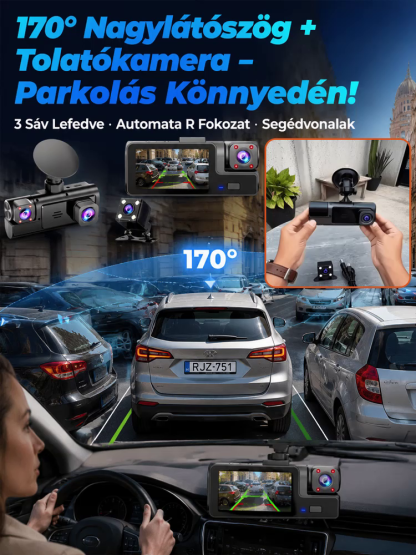 3 kamerás autós kamera – 50% kedvezmény
