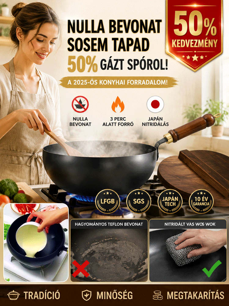 Premium Vegyszermentes Vas Serpenyő - Karcálló & Tapadásmentes (Ingyenes Szállítás)-50%