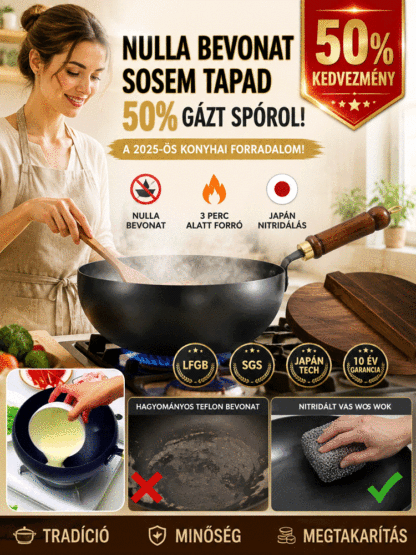 Premium Vegyszermentes Vas Serpenyő - Karcálló & Tapadásmentes (Ingyenes Szállítás)-50%