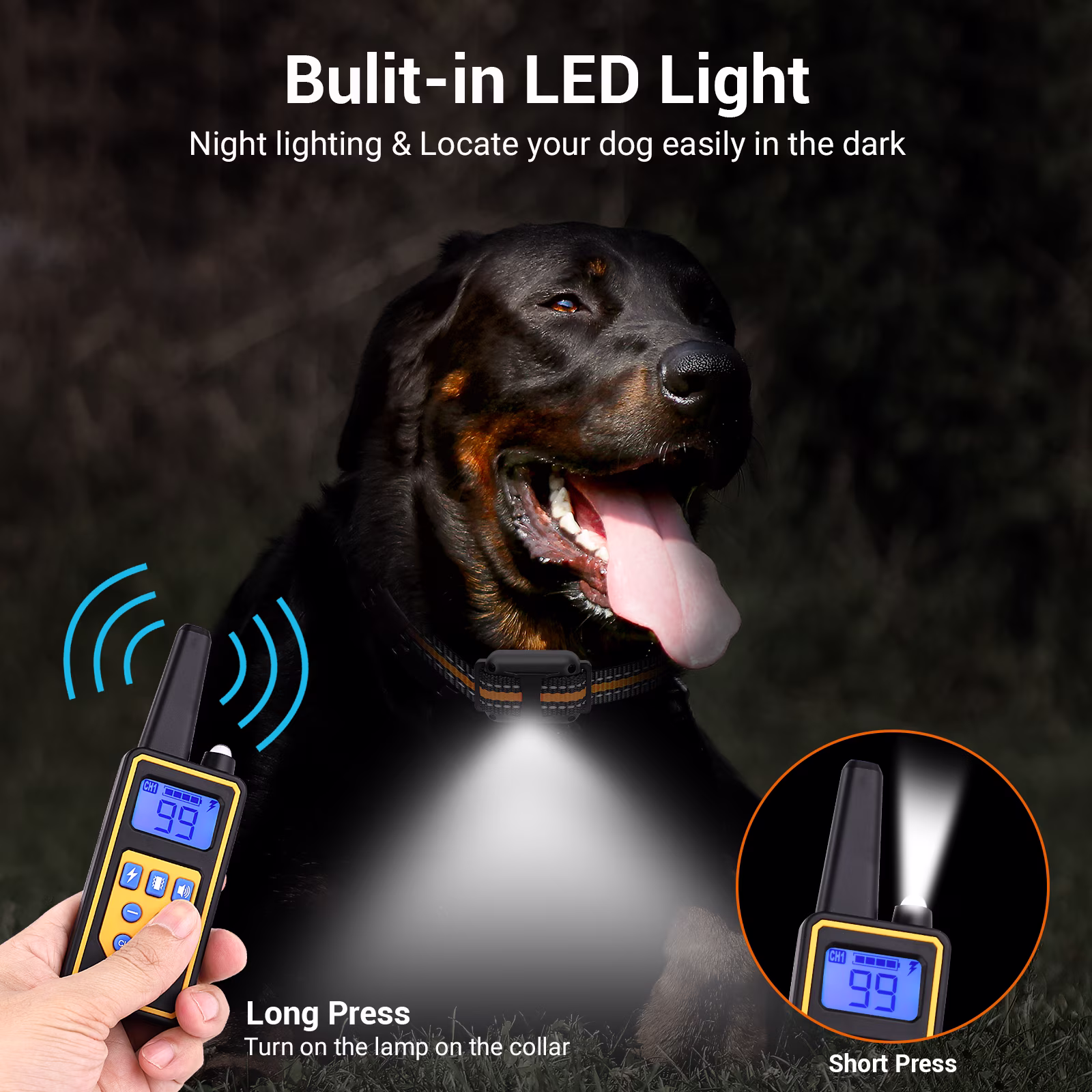 BEBANG 2600FT Dog Training Collars for 2 Dogs, Dog Shock Collar with Remote, 3 Modes Beep Vibration Shock, Waterproof, LED Light for Training Small Medium Large Dogs