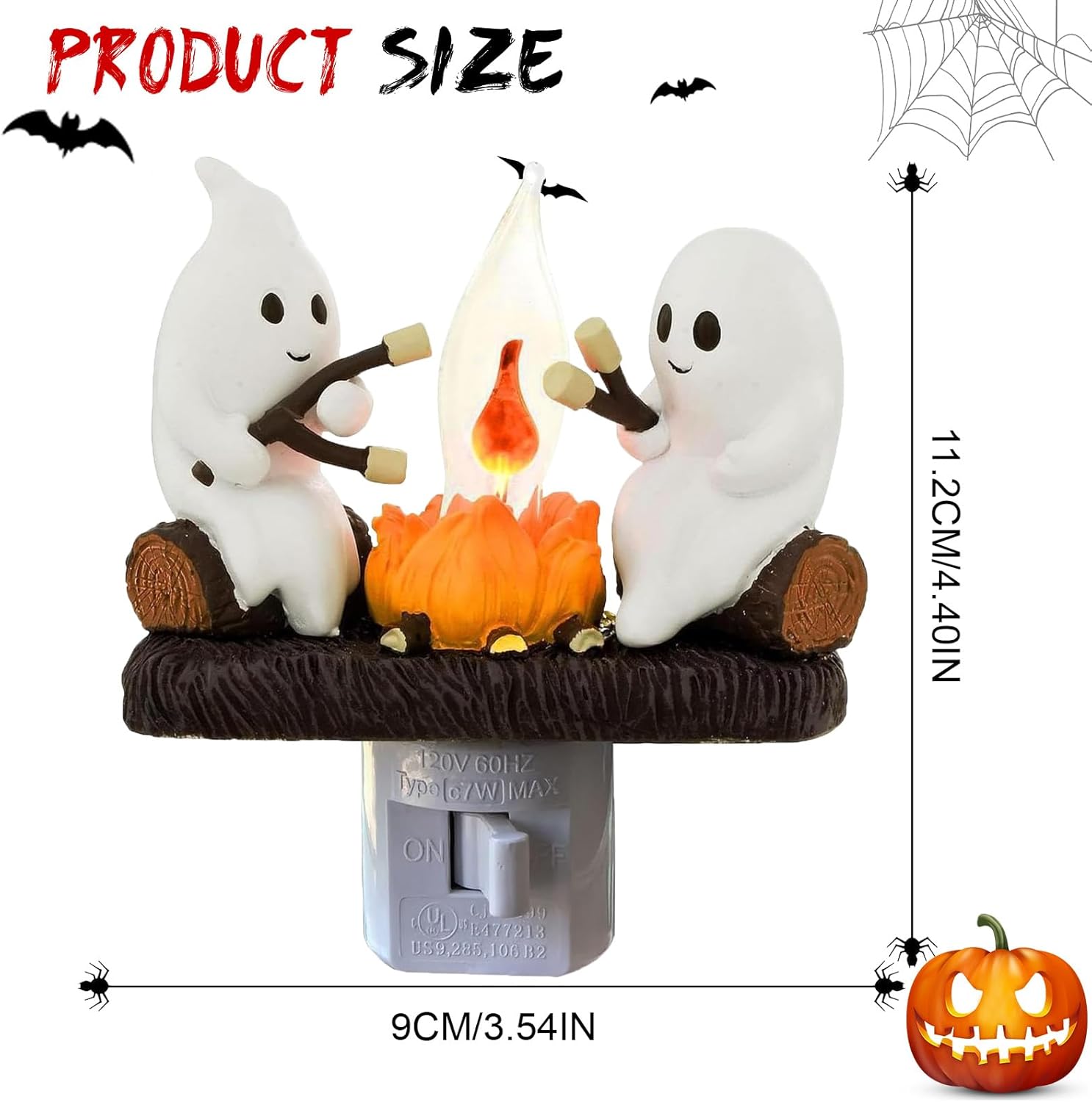 Ghost Campfire Flickering Night Light, Halloween Indoor Figurine Lamps
