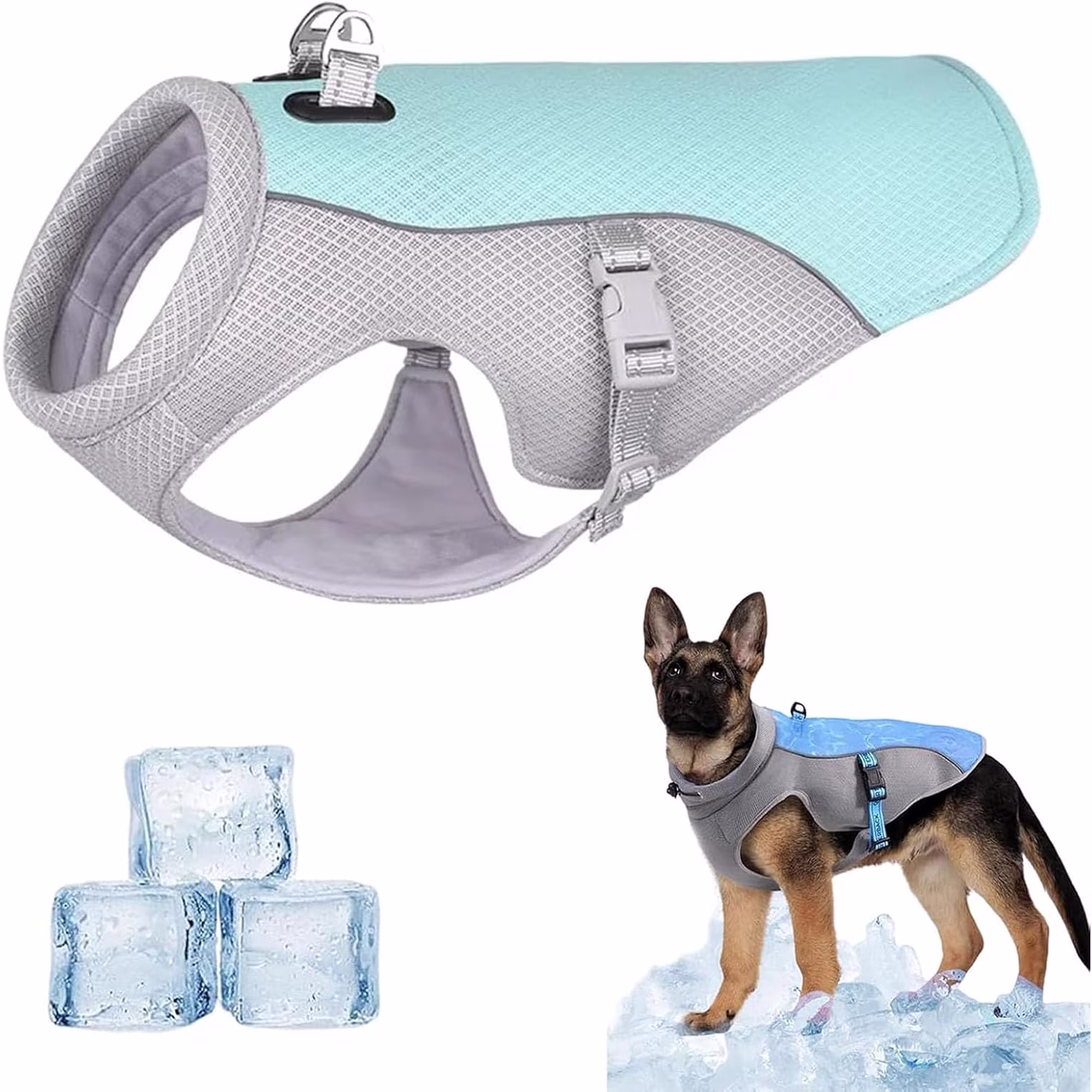 Breeze Pup Cooling Vest, Pet Cooling Harness with Adjustable Straps & Easy On Off Buckle, Lightweight Breathable, for All Kinds of Dogs Summer Walking Hiking Training