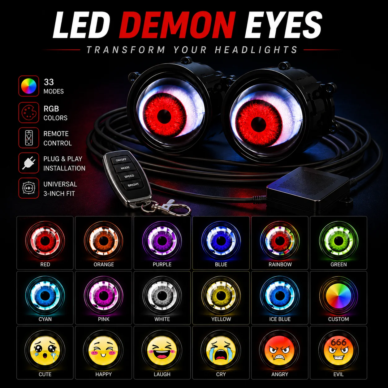 Neon Blink- RGBHeadlight Eyes