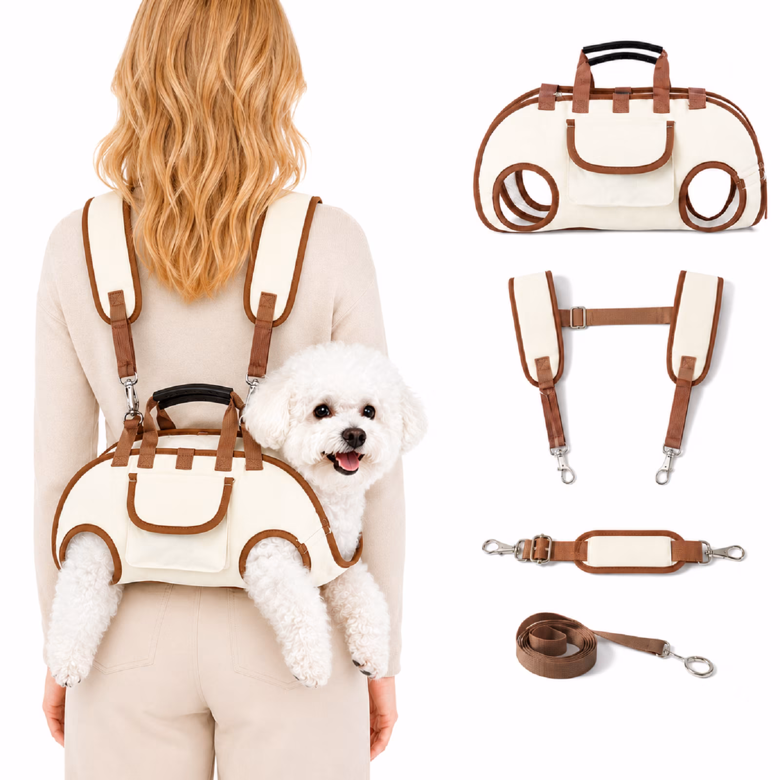 Pawzie Purse Pet Carrier Bag for Small Dogs and Cats, Airline Friendly Soft-Sided Puppy Sling Carrier with Breathable Mesh, Backpack and Shoulder Strap, Safety Leash, Holds Up to 5.5 kg