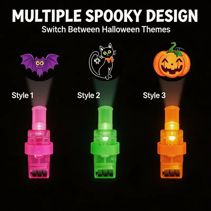 Halloween LED Finger Projection Lights – 8/16/24-Piece Party Favor Sets