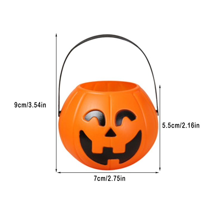 Trick or Treat Pumpkin Bucket - 12 Inch Halloween Candy Pail with Handle, Durable Pumpkin Basket for Kids Halloween Party Favors & Candy Storage