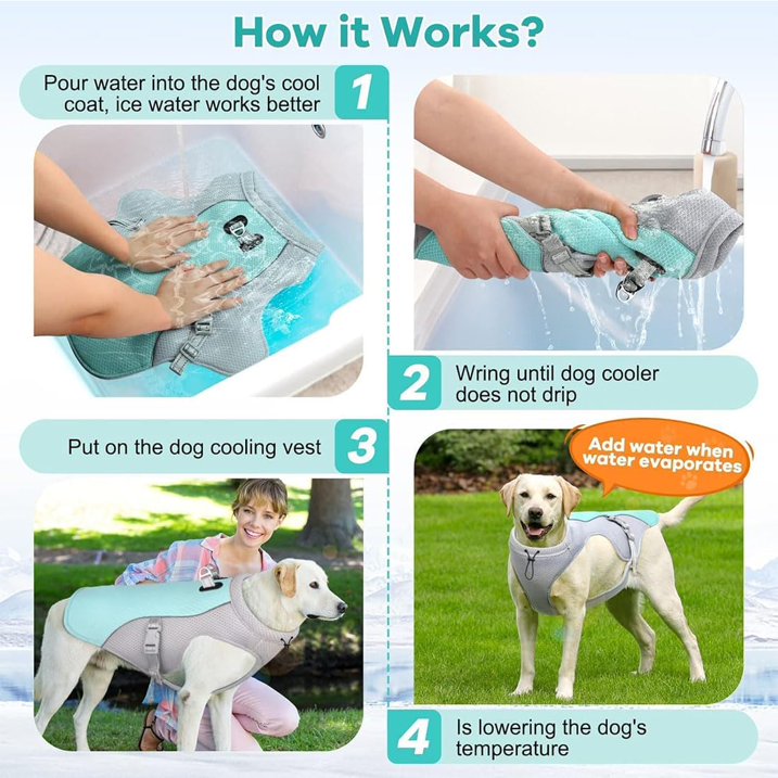 Breeze Pup Cooling Vest, Pet Cooling Harness with Adjustable Straps & Easy On Off Buckle, Lightweight Breathable, for All Kinds of Dogs Summer Walking Hiking Training