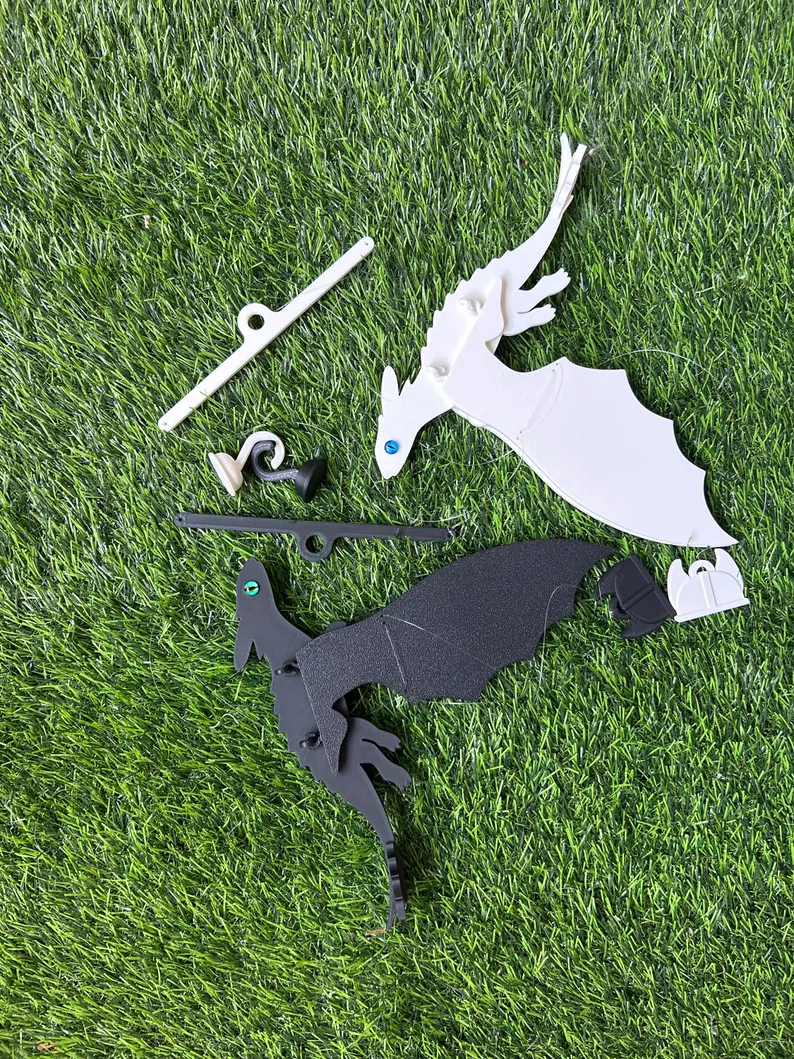 NEW EDITION — Black & White Flying Dragons (Set of 2)