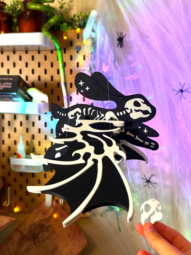 Flying Skeletal Rabbit – Gothic Halloween Hanging Mobile