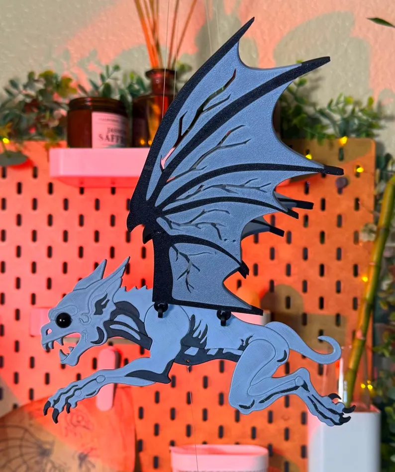 Flying Gothic Gargoyle – Dark Fantasy Hanging Mobile