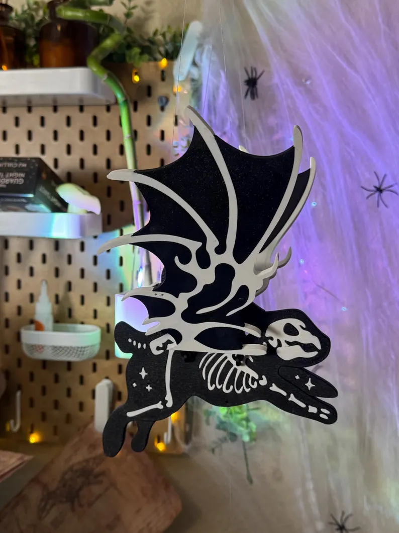 Flying Skeletal Rabbit – Gothic Halloween Hanging Mobile