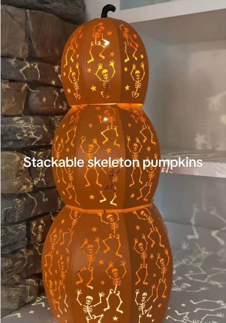 Home Reflections S/3 Lit Metal Stackable Skeleton Pumpkn