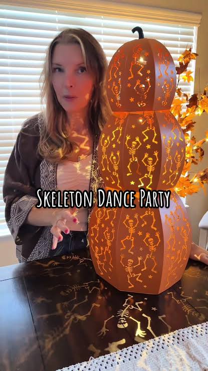 Home Reflections S/3 Lit Metal Stackable Skeleton Pumpkn