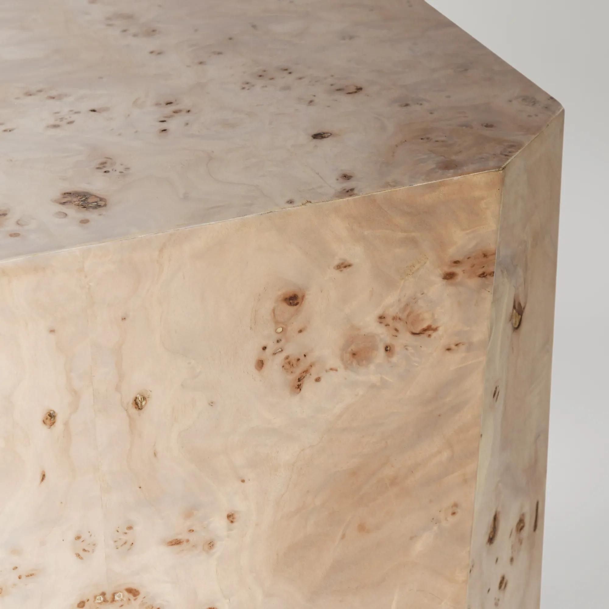 Avena Burl Wood 17" Square End Table - Natural