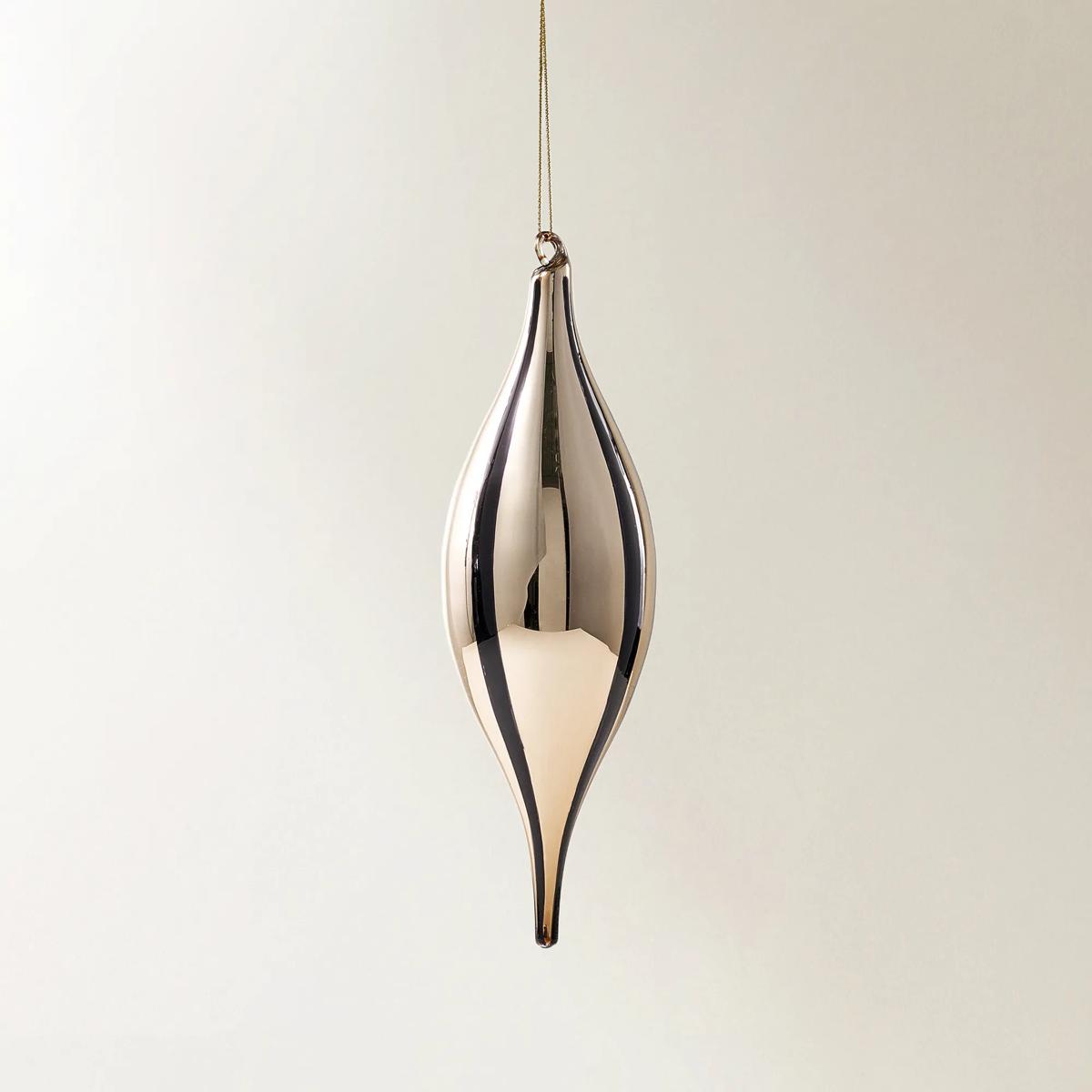 Gold Stripe Finial Ornament - Set of 4