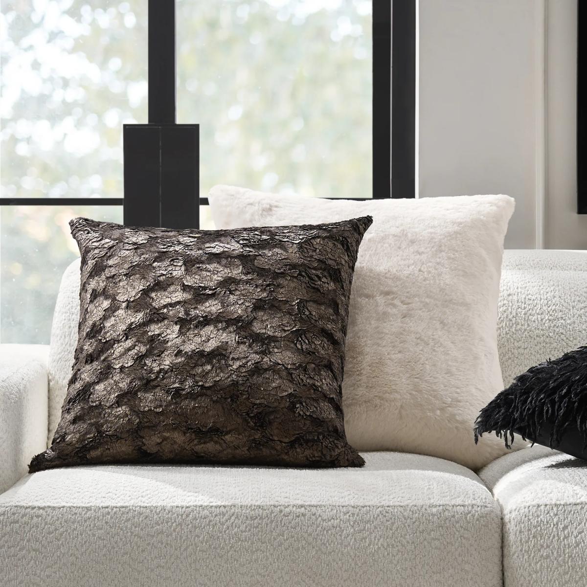 Celeste Metallic Fur Pillow 22" - Bronze