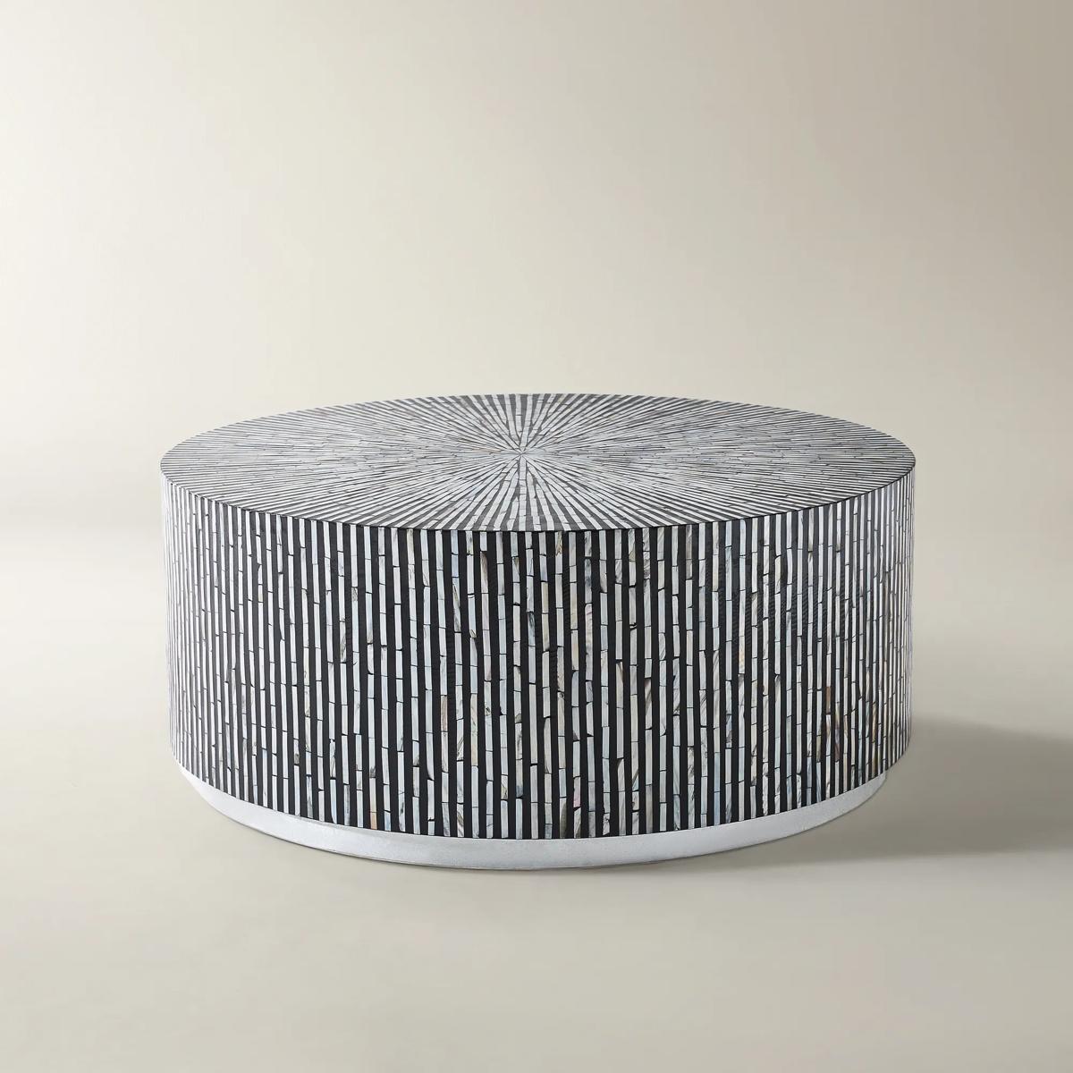 Marina Round Mosaic Black Coffee Table