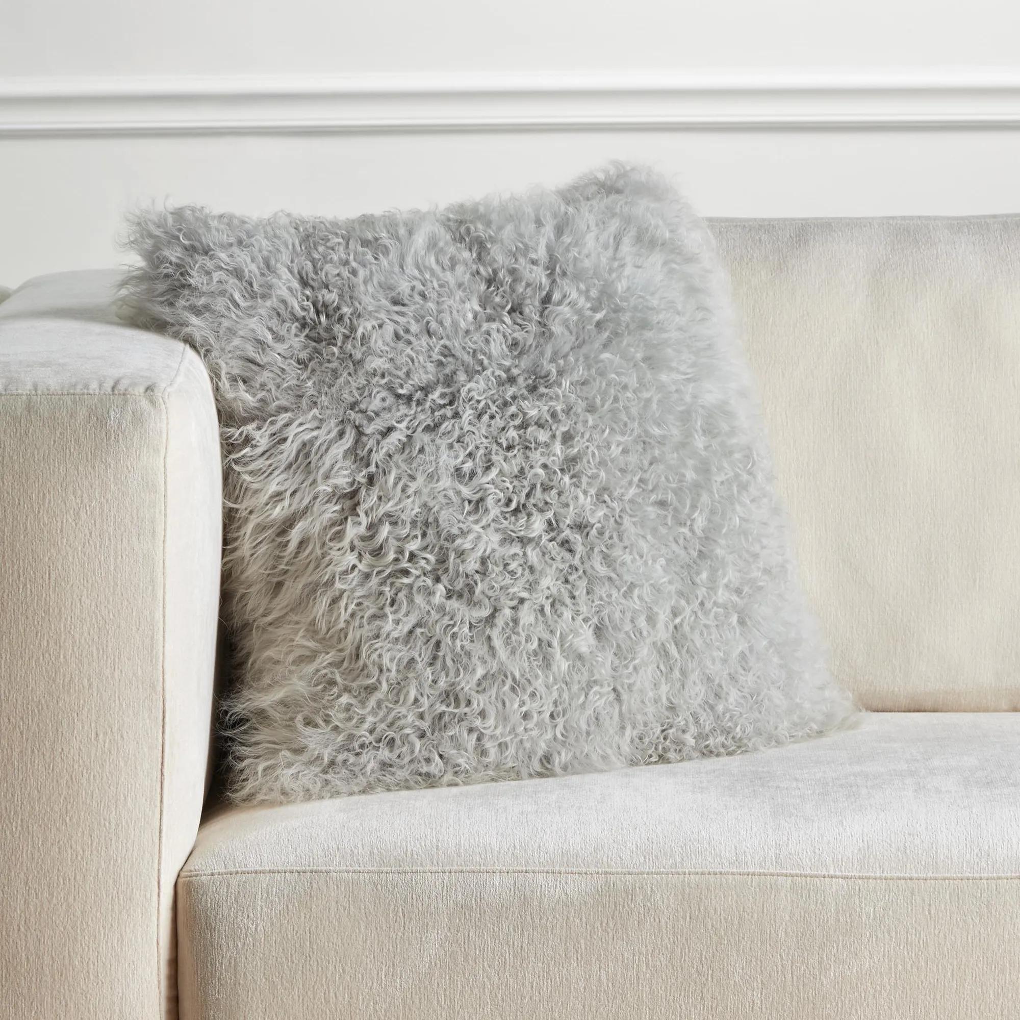 Mia Mongolian Pillow 22" - Steel
