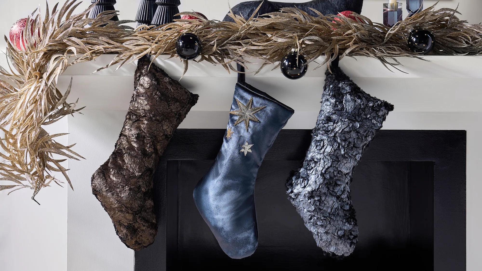 Celeste Metallic Faux Fur Stocking - Graphite