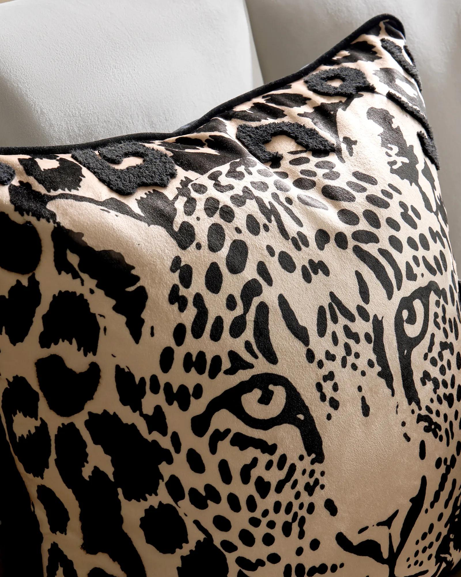 Zulu Leopard Embroidered Pillow