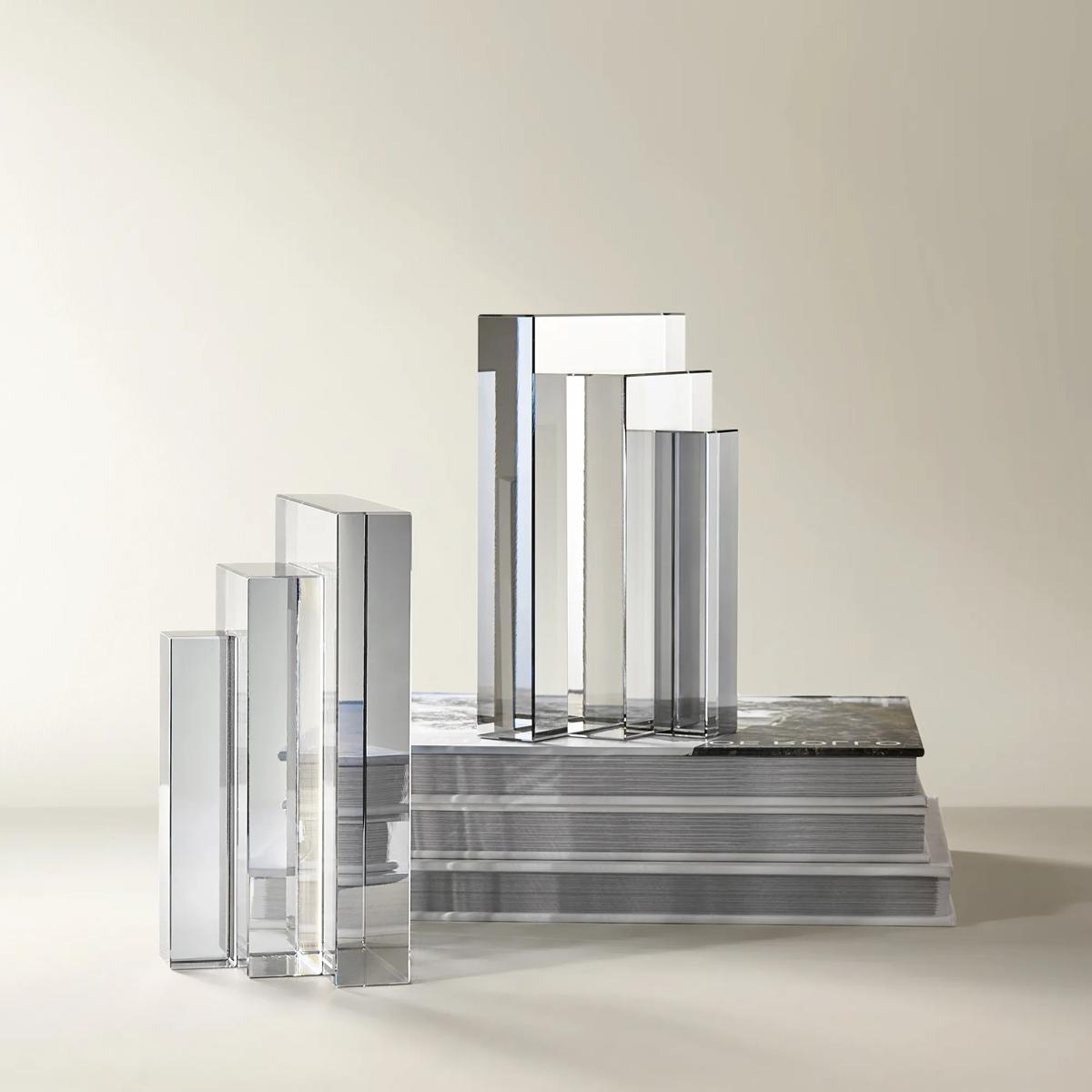 Lucca Crystal Bookends - Mirrored Graphite