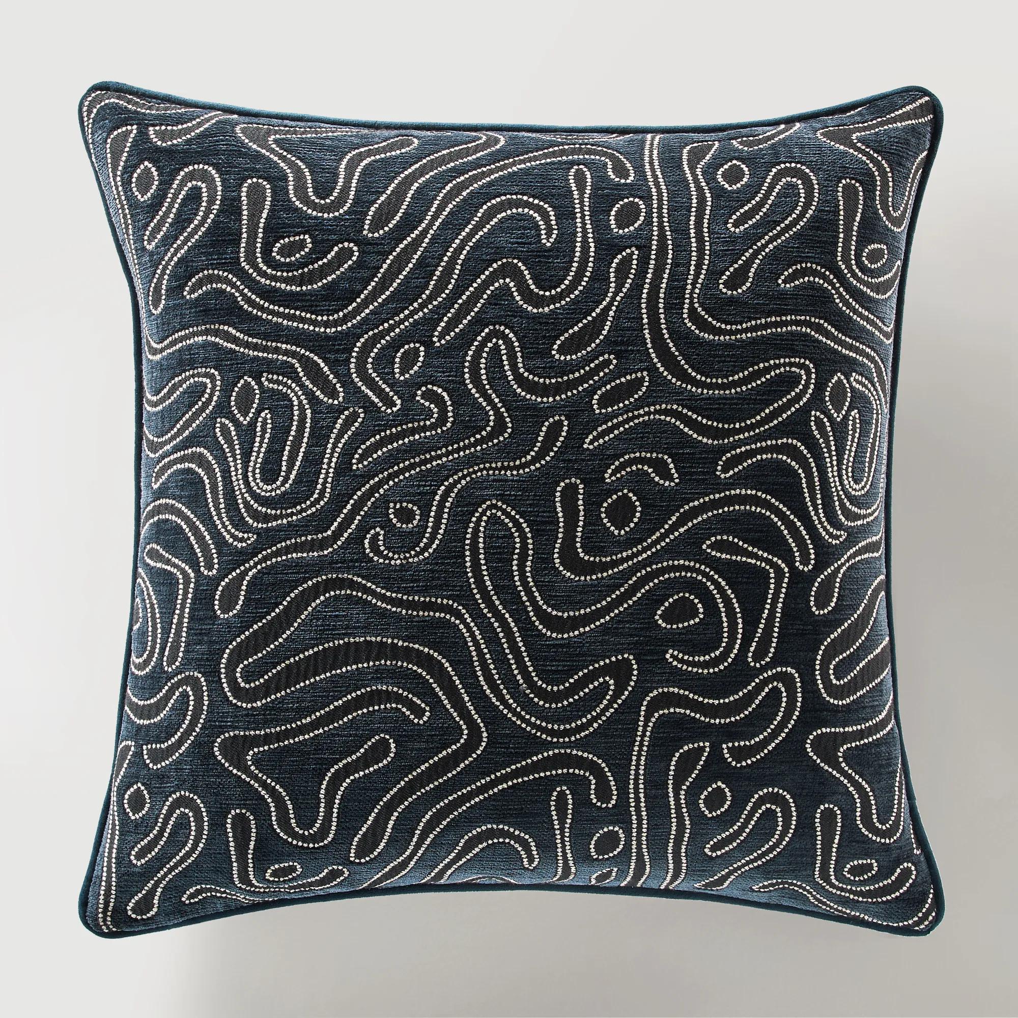Abelia Pillow 22" - Navy/Black
