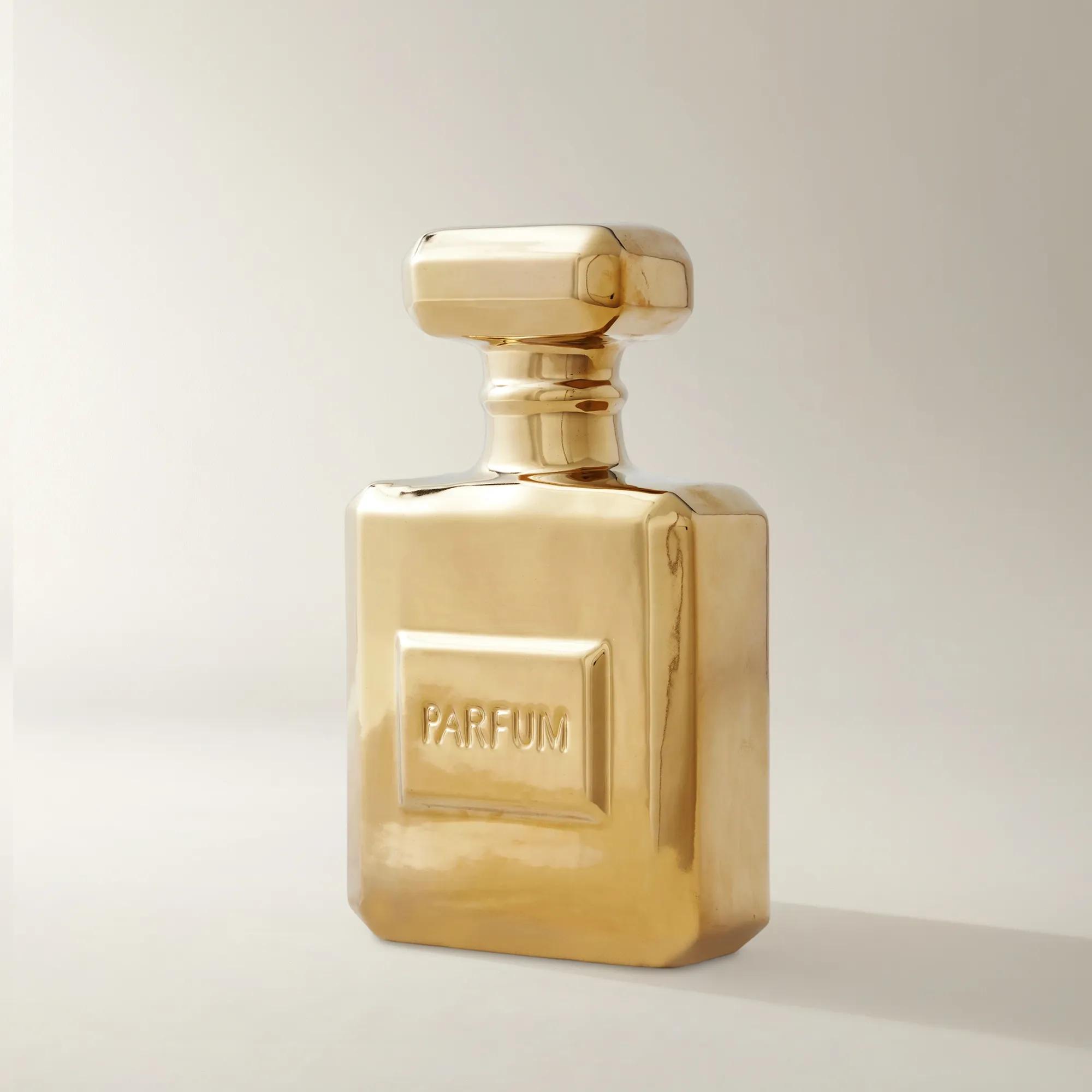 Parfum Bottle Gold Ceramic High Gloss Coin Bank