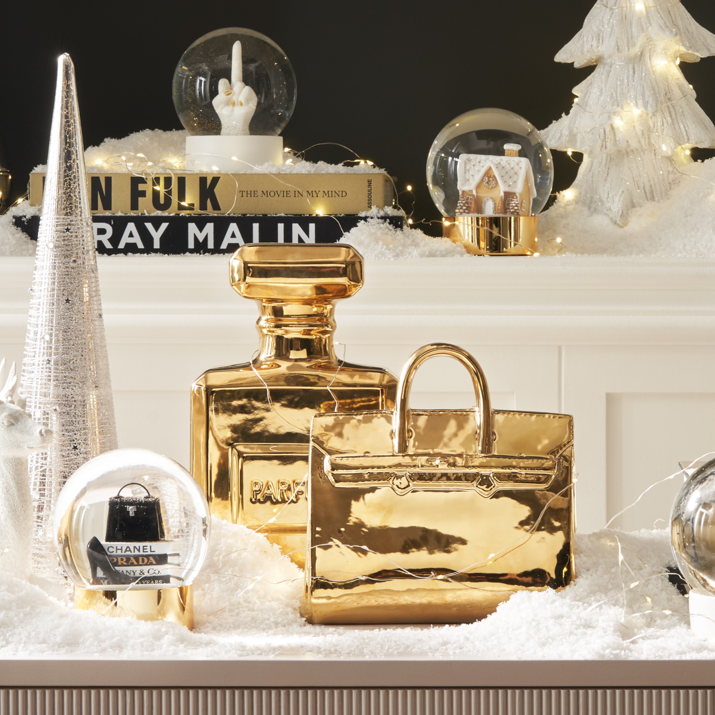Handbag Gold Ceramic High Gloss Coin Bank Large